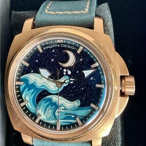 Rare Pagani Design Automatic Men's Painted Dial Watch w Original   Box/Manual